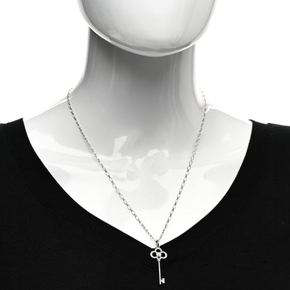 Tiffany 18K White Gold Diamond Mini Crown Key Pendant Necklace 2 of 4