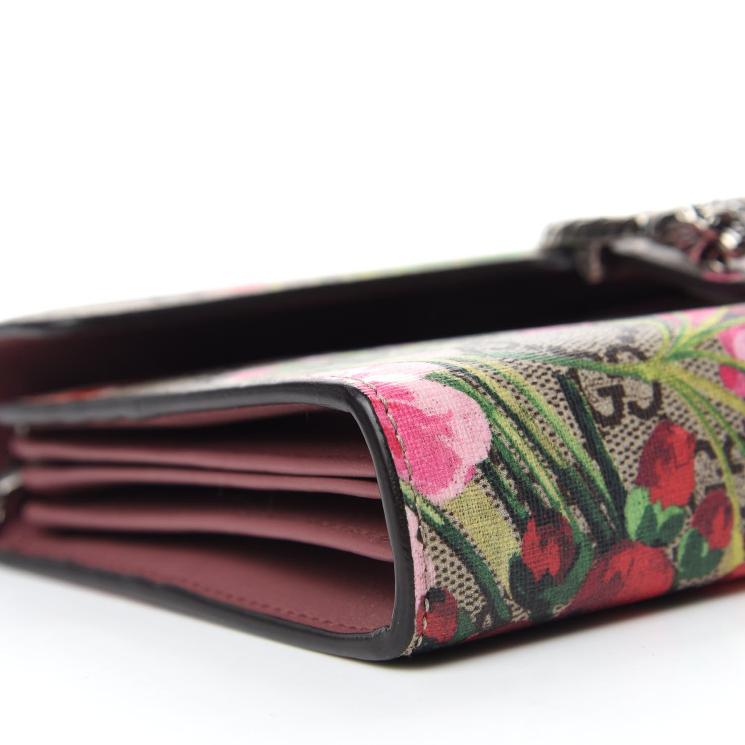 Gucci GG Supreme Monogram Blooms Mini Dionysus Chain Wallet Beige Multicolor Dry Rose 6 of 11