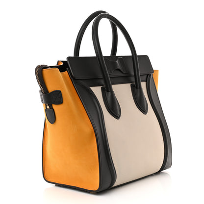 Celine Drummed Calfskin Nubuck Mini Tri-Color Luggage Chalk 3 of 13
