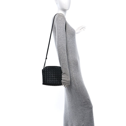Nappa Intrecciato Small Loop Camera Bag Black