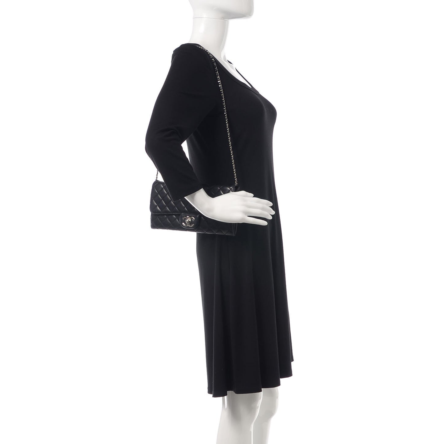 Lambskin Quilted East West Flap Clutch Black