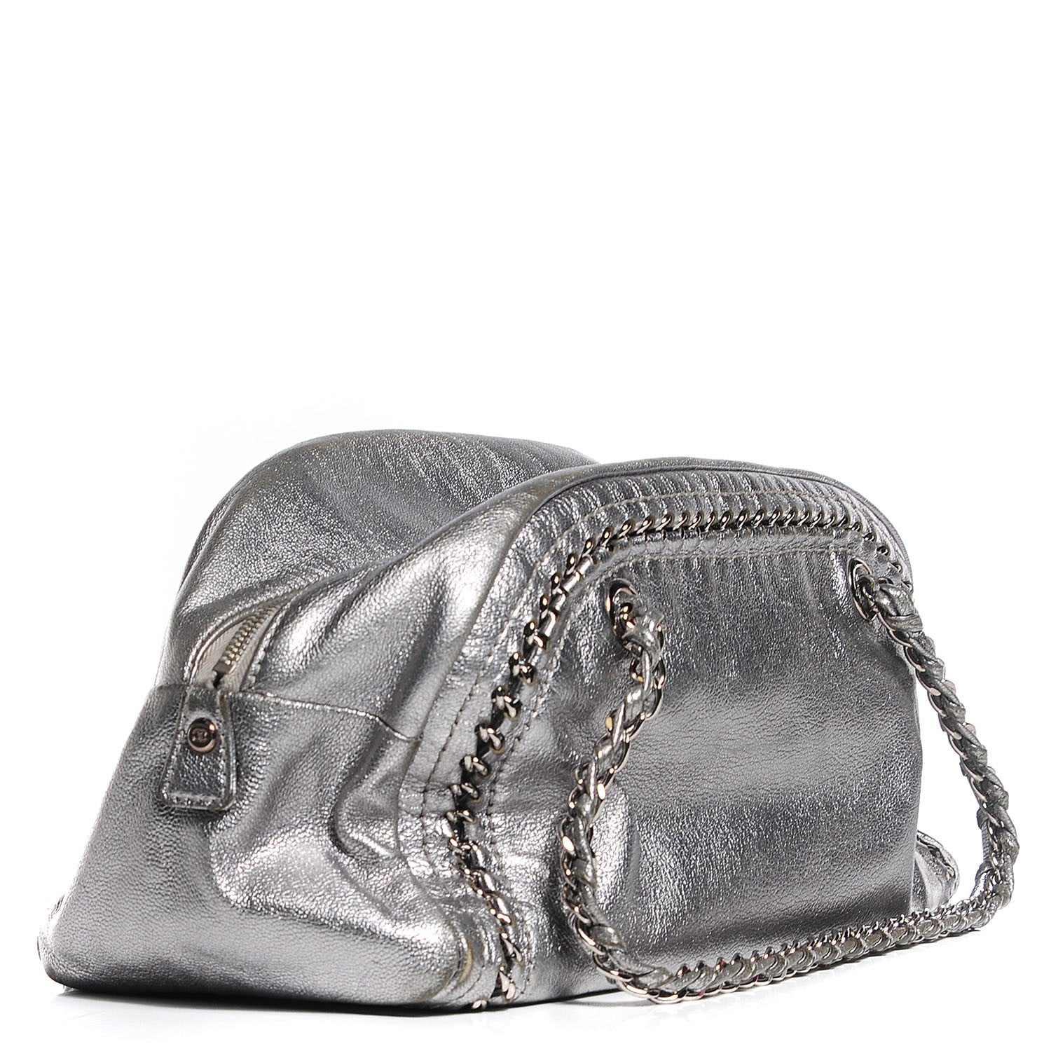 Chanel Metallic Goatskin Medium Luxe Ligne Bowler Silver 3 of 7