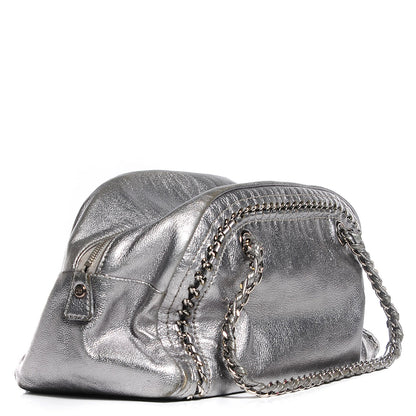 Chanel Metallic Goatskin Medium Luxe Ligne Bowler Silver 3 of 7