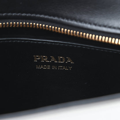 Prada Saffiano City Calfskin Esplanade Crossbody Bag Black Talco 6 of 11
