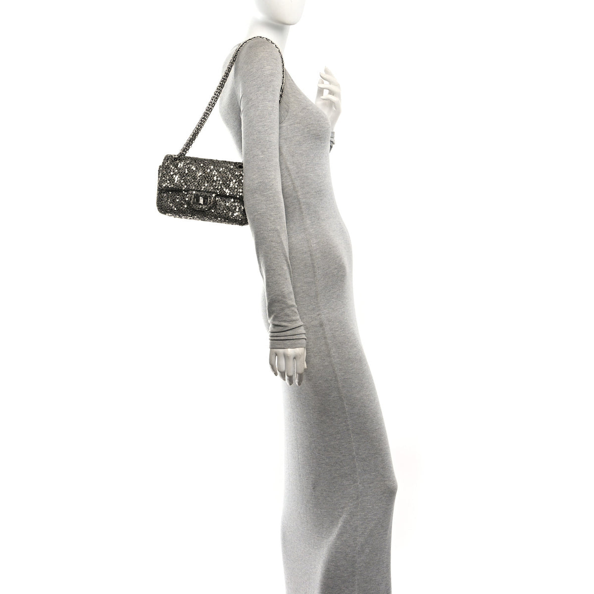 Chanel Tweed Sequin Mini Reissue Flap Grey Multicolor 2 of 10