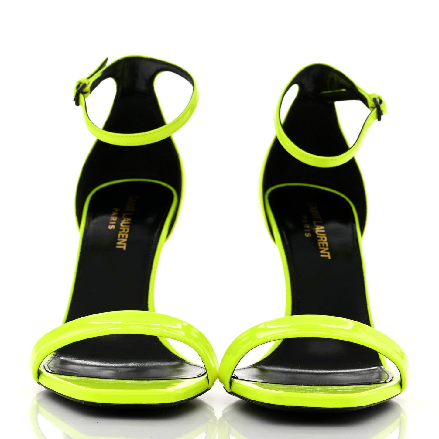 Patent Calfskin Amber 105 Ankle Strap Sandals 39 Yellow Fluo