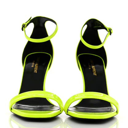 Saint Laurent Patent Calfskin Amber 105 Ankle Strap Sandals 39 Yellow Fluo 2 of 9