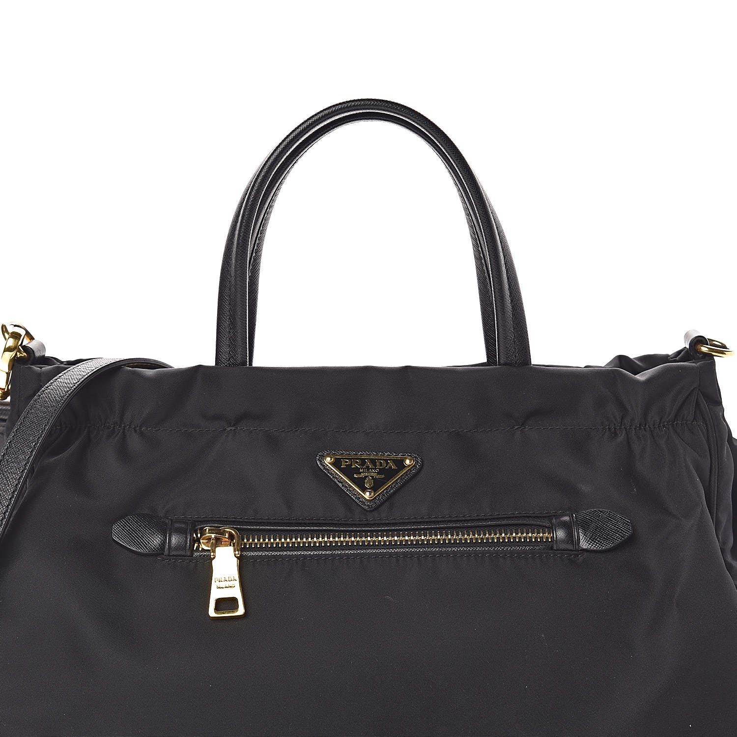 Prada Tessuto Nylon Saffiano Shopping Satchel Black 11 of 11