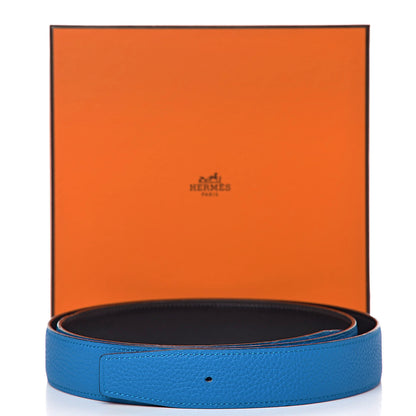 Hermes Box Togo 32mm Belt Strap 110 Black Bleu Zanzibar 6 of 6