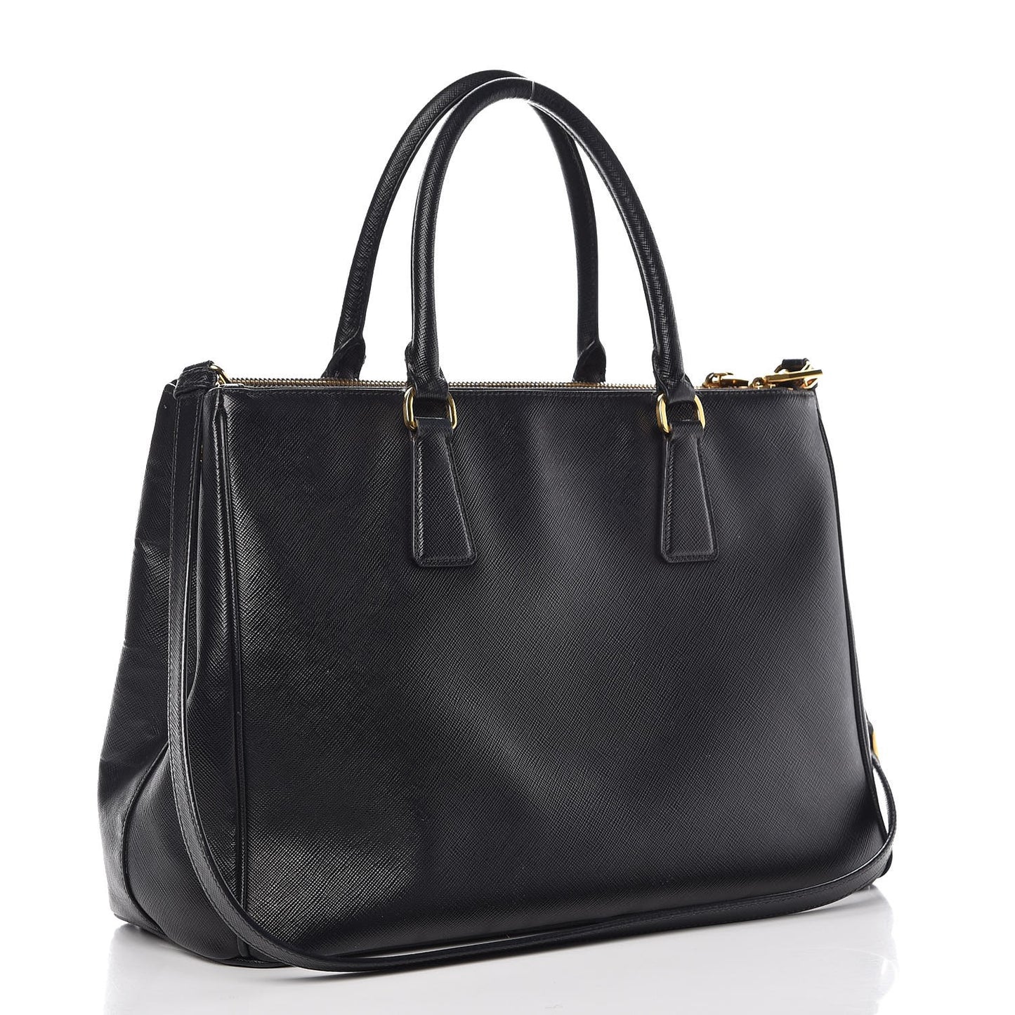 Saffiano Medium Galleria Double Zip Tote Black
