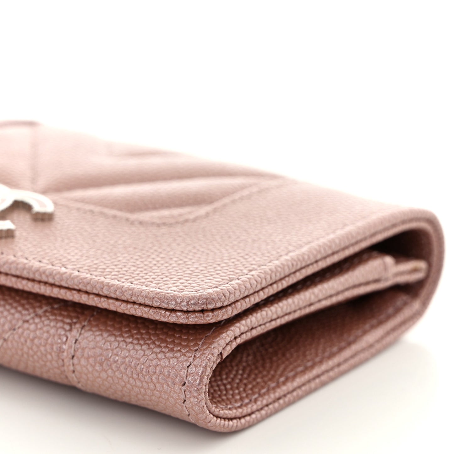 Caviar Chevron Quilted Flap Card Holder Pink Pink