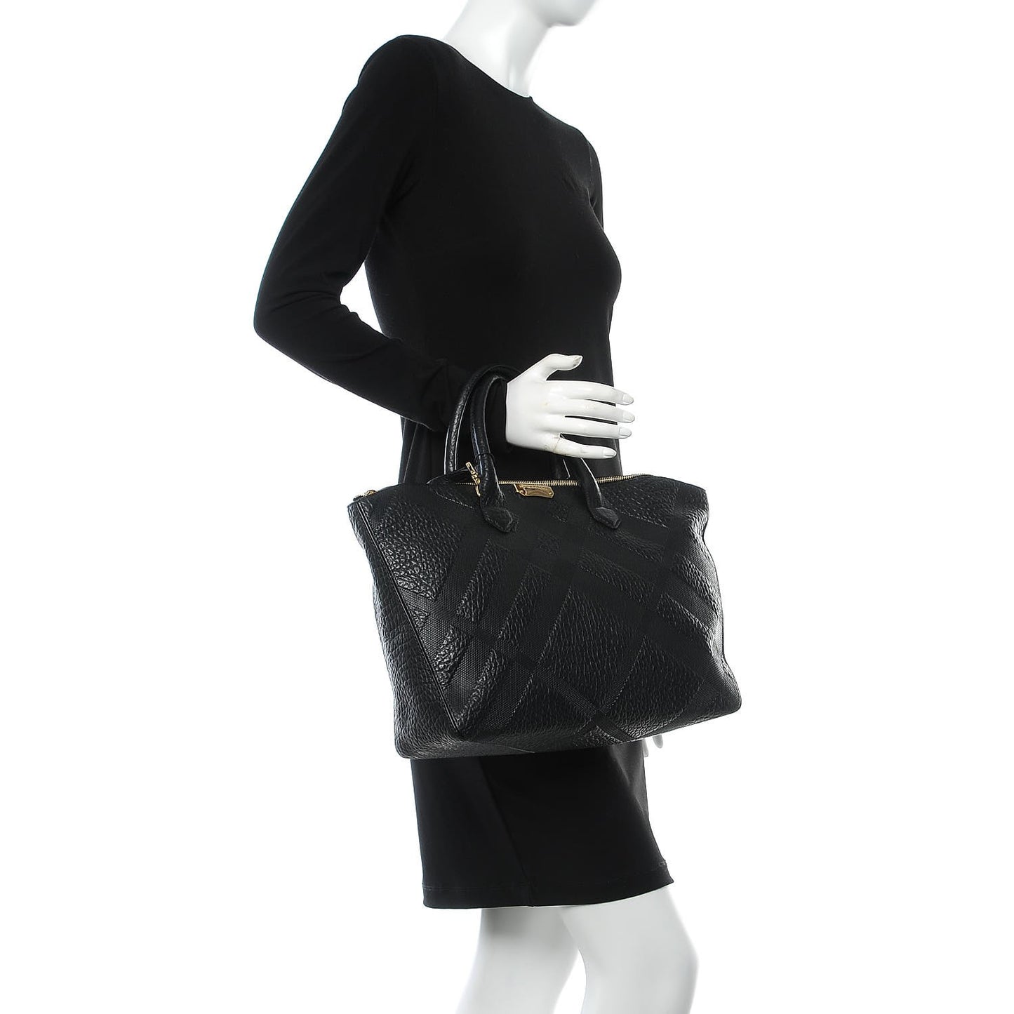 Heritage Grain Check Embossed Medium Dewsbury Tote Black