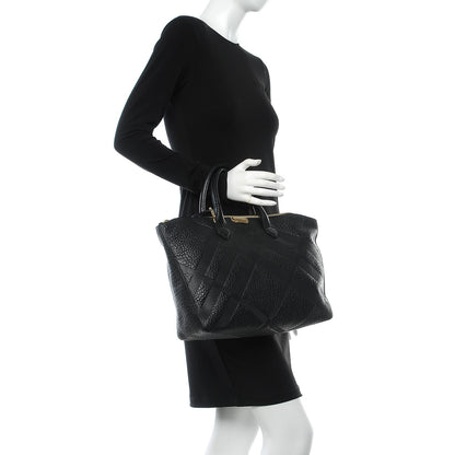 Burberry Heritage Grain Check Embossed Medium Dewsbury Tote Black 2 of 9