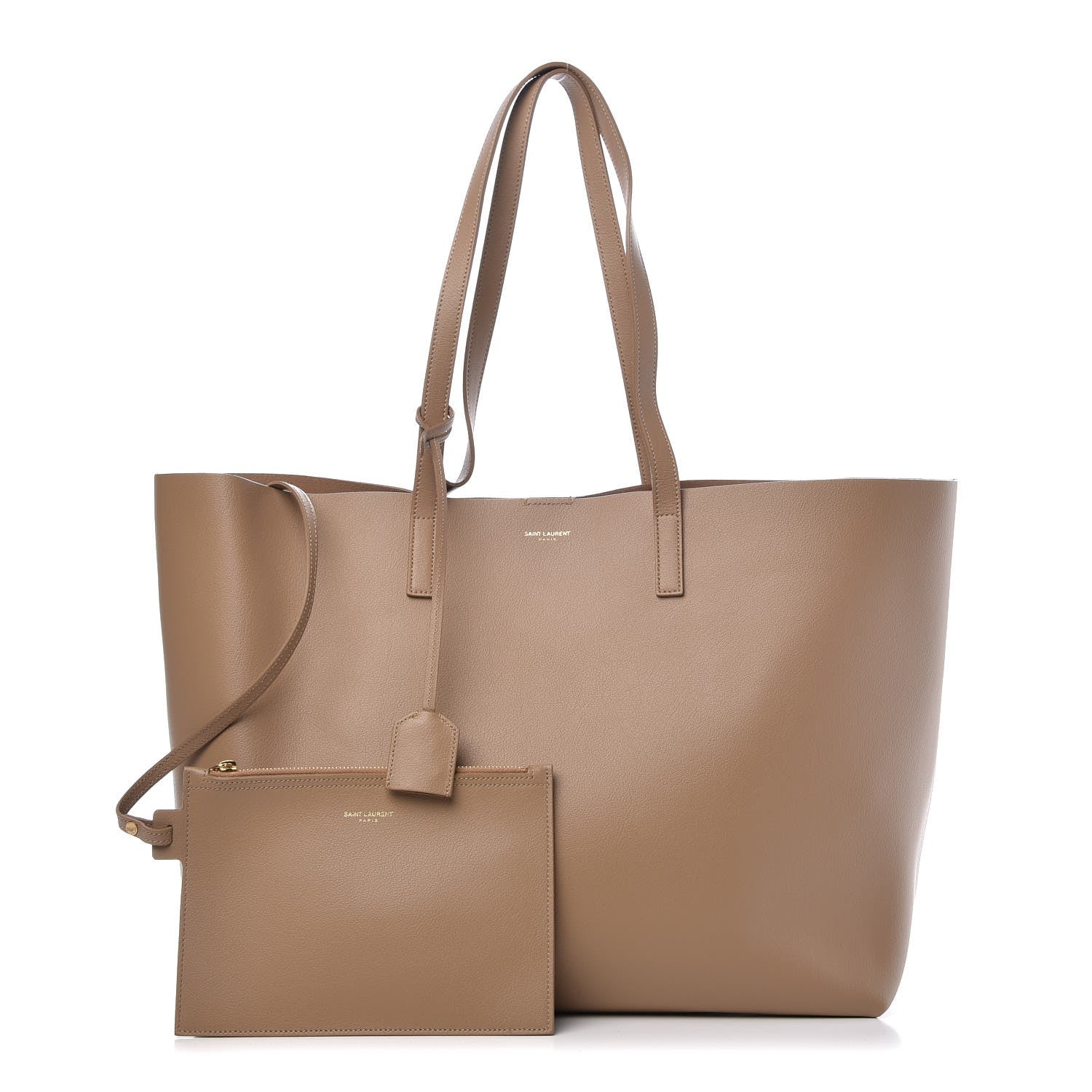 Saint Laurent Calfskin Large Shopping Tote Dark Beige 1 of 8