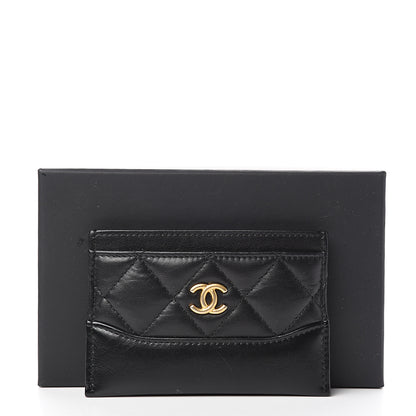 Chanel Aged Calfskin Quilted Gabrielle Card Holder Black 8 of 8