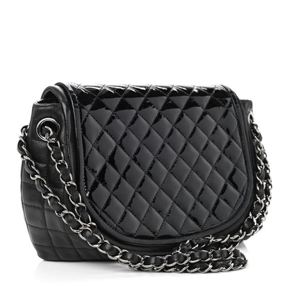Chanel Lambskin Patent Classic Twist Crescent Flap Bag Black 3 of 11