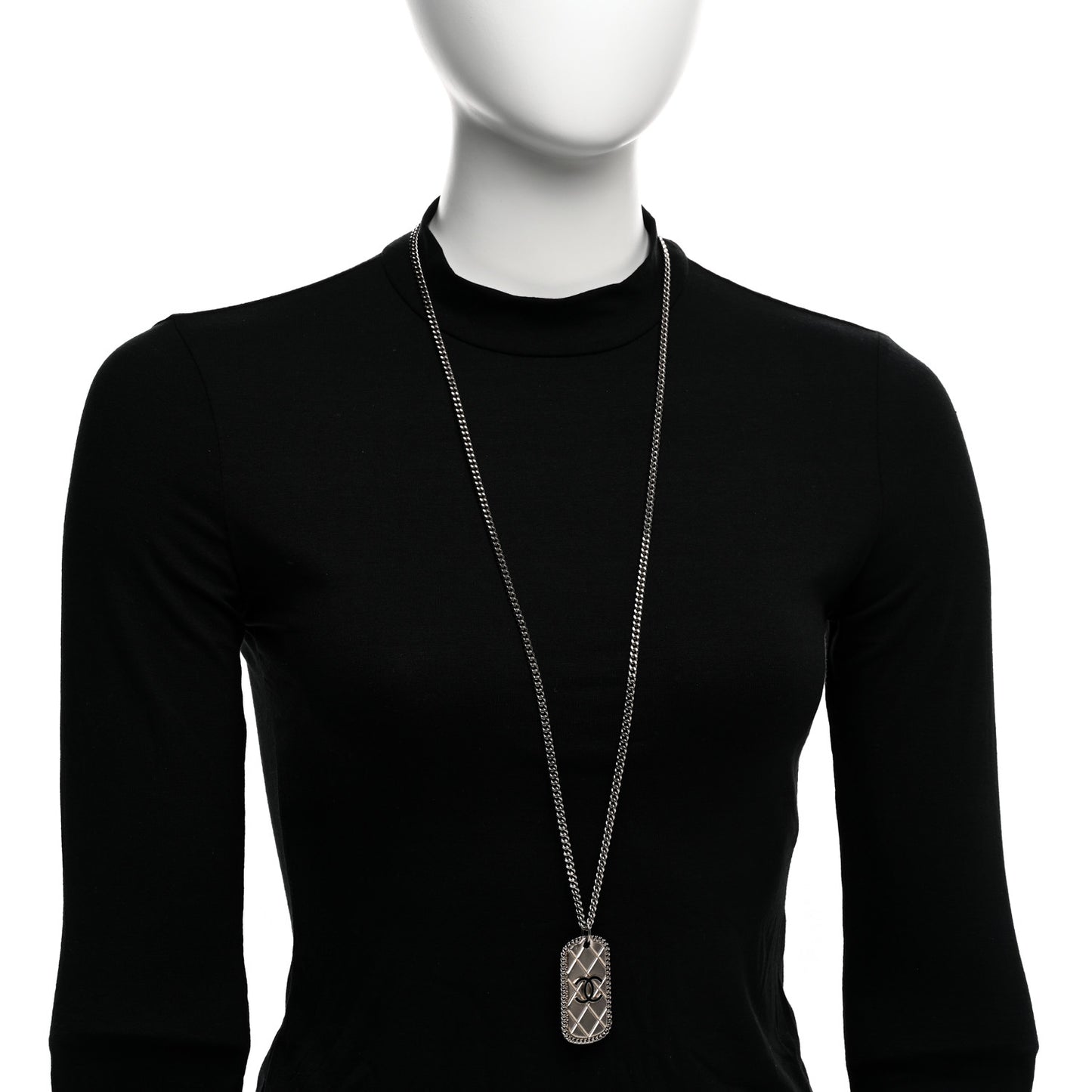 Dog Tag CC Necklace Silver