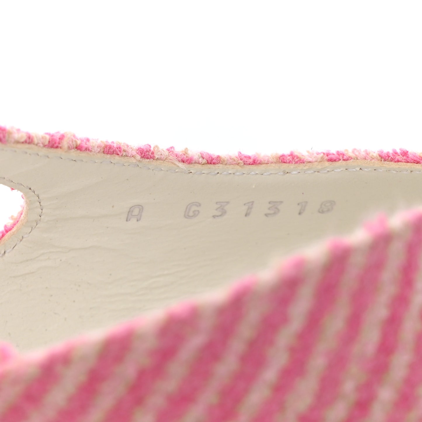Fabric Grosgrain Cap Toe CC Striped Slingback Pumps 36 Pink Black 39.5 Pink Black