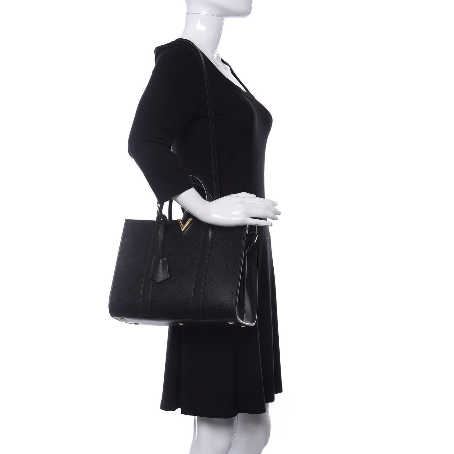 Monogram Cuir Plume Very Tote MM Black