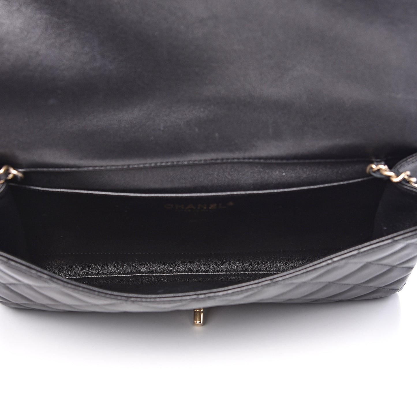 Lambskin Quilted Clutch With Chain Flap Black
