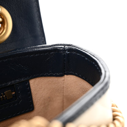 Gucci Vintage Effect Calfskin Matelasse Diagonal Small Torchon GG Marmont Shoulder Bag Mystic White Blue Agata 11 of 11