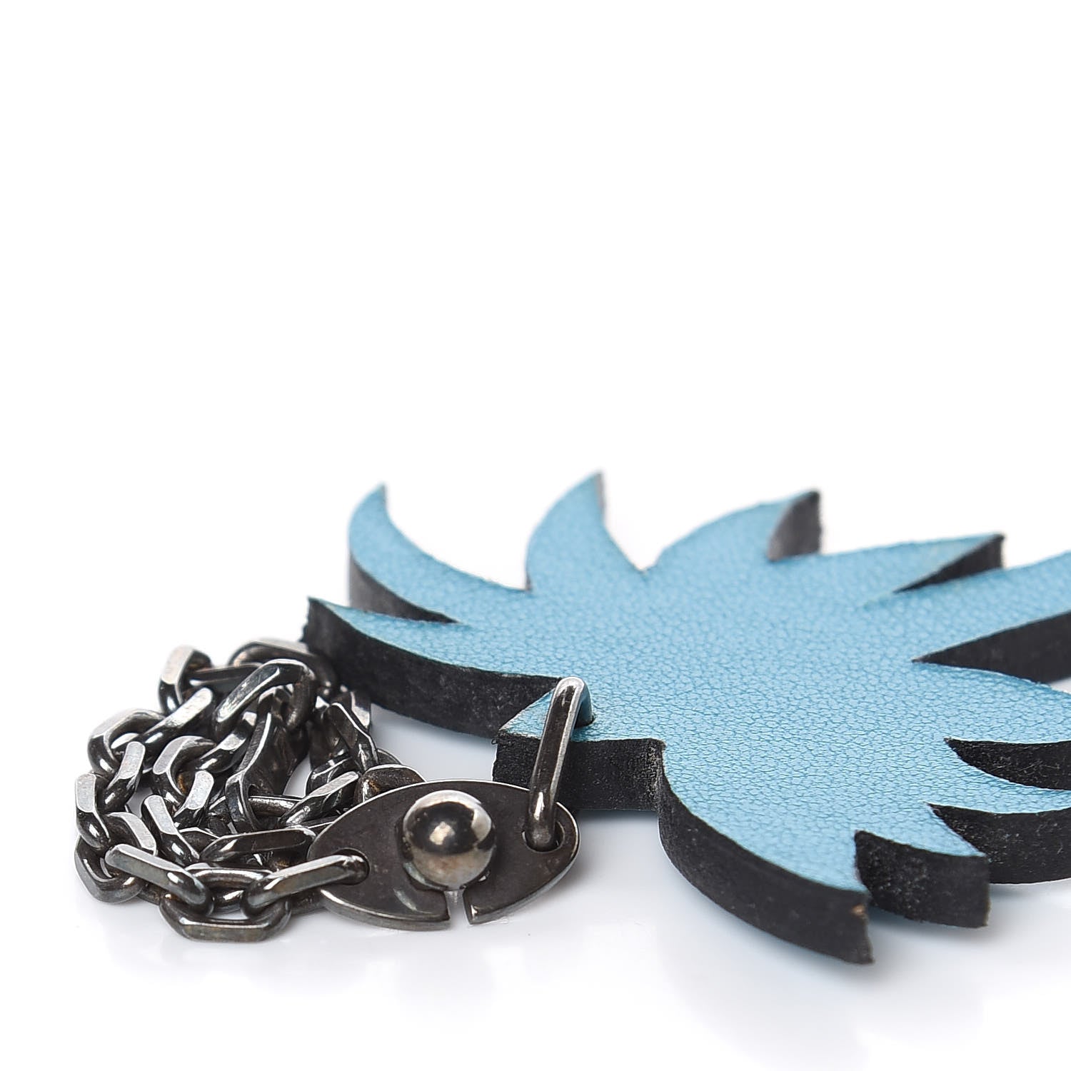 Hermes Swift Palm Tree Key Chain Bag Charm Bleu Izmir 4 of 4