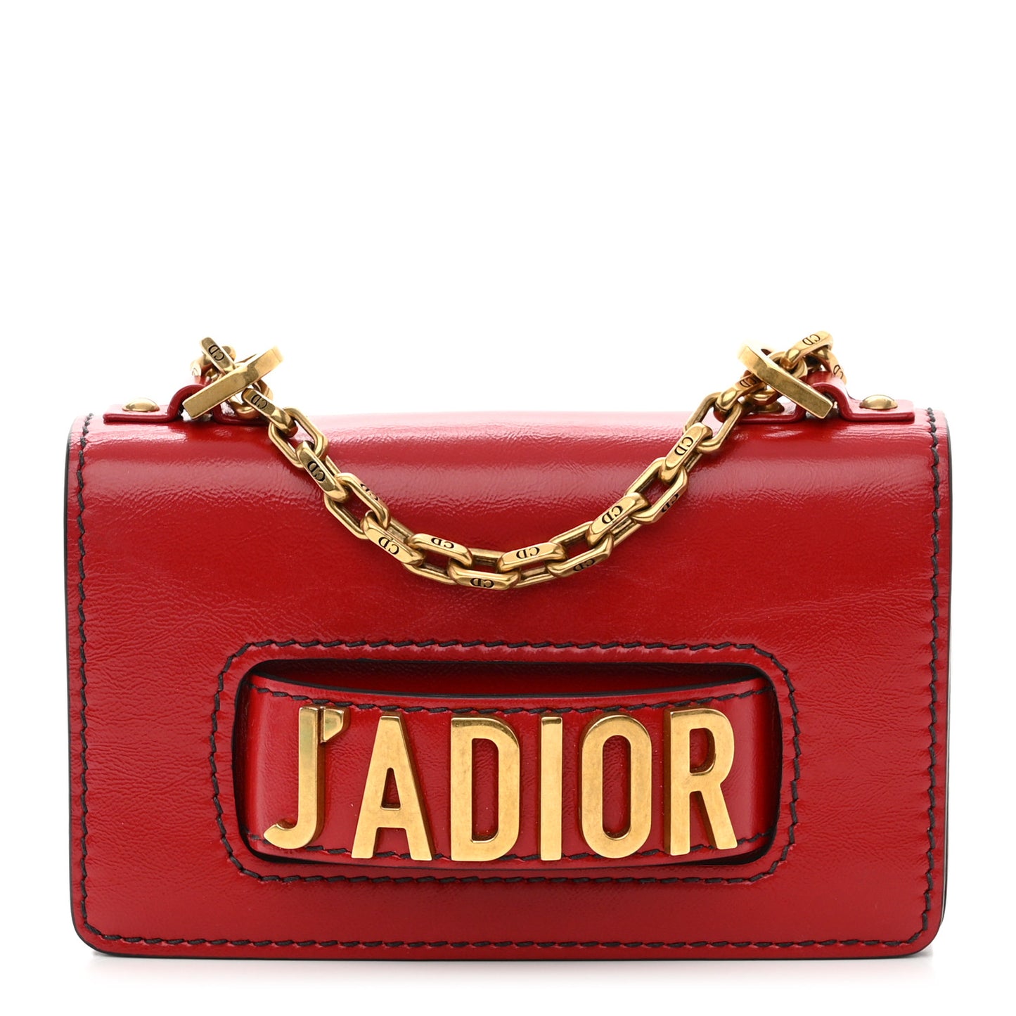 Calfskin Mini J'Adior Chain Flap Bag Spicy Red