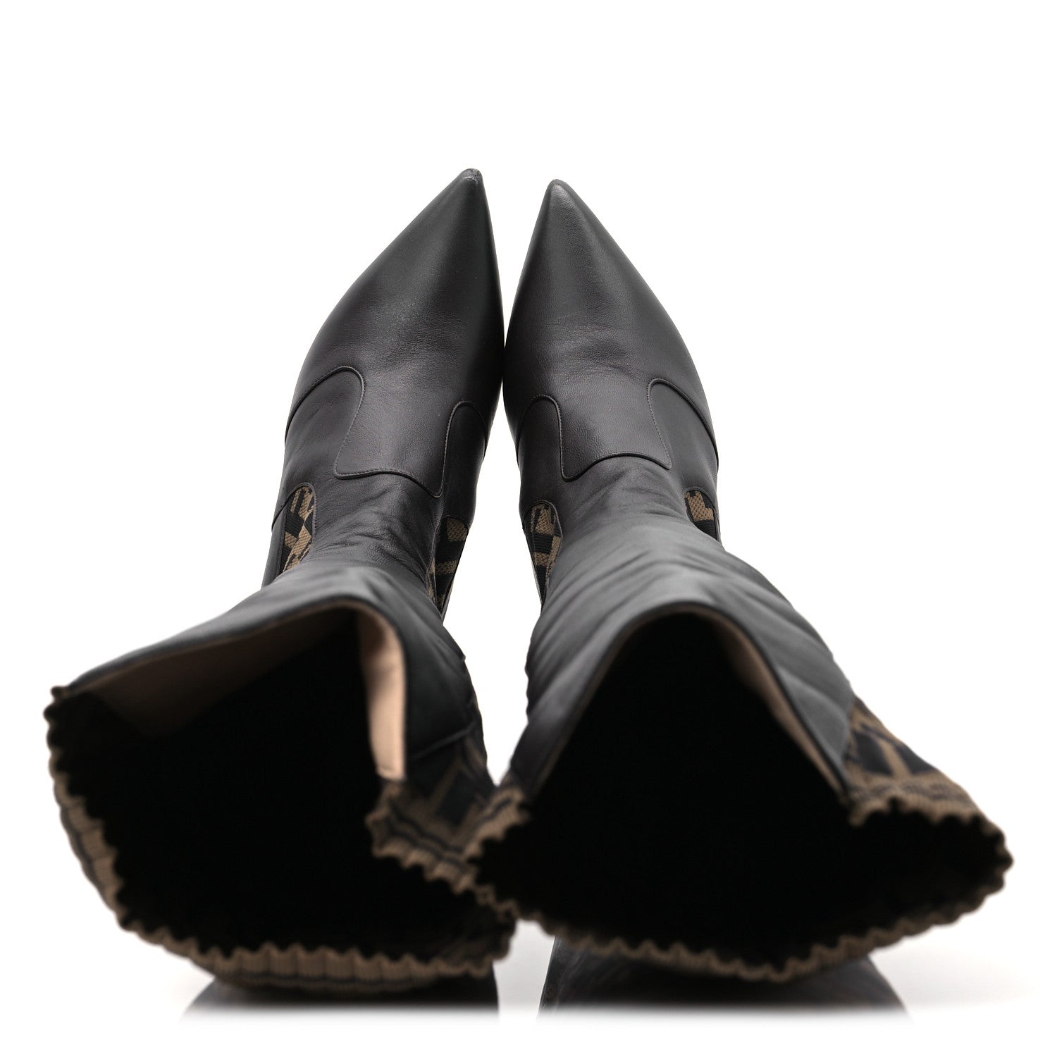Fendi Nappa Microfiber Fabric FF Rockoko Thigh High Boots 40 Ebano Tobacco Black 2 of 12