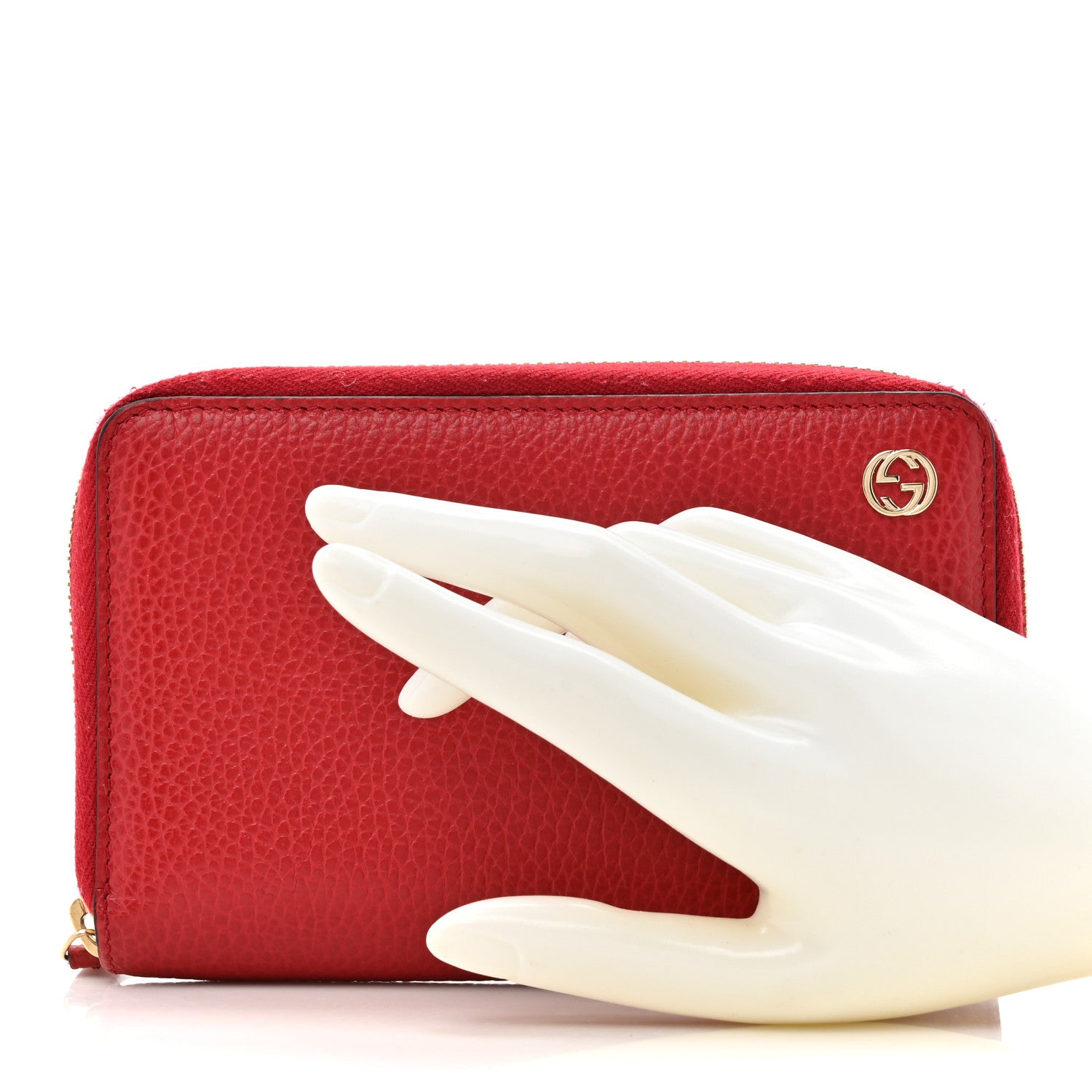 Gucci Dollar Calfskin Medium GG Zip Around Wallet Red 2 of 10