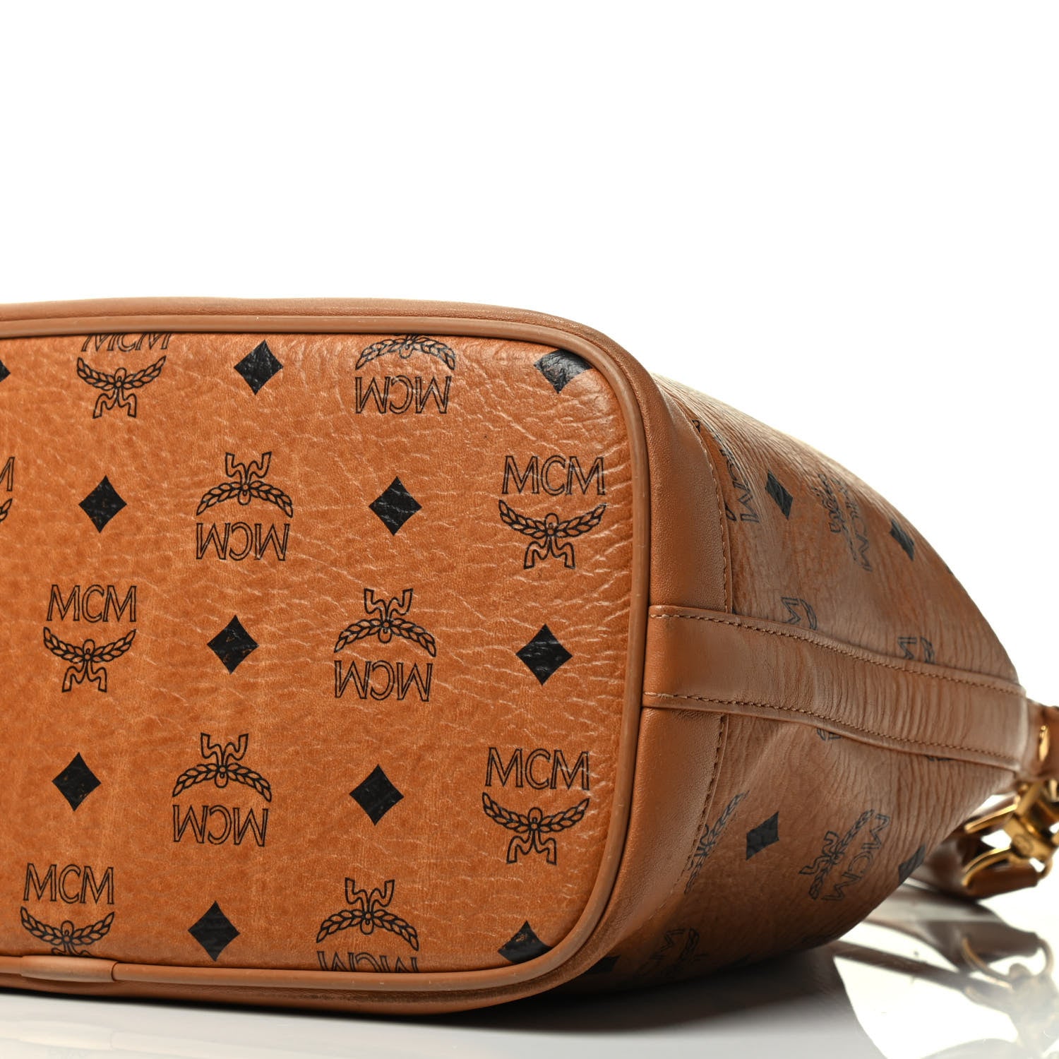 MCM Visetos Drawstring Bucket Bag Cognac 9 of 9