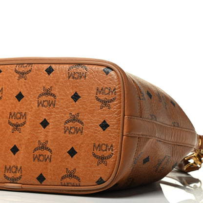 MCM Visetos Drawstring Bucket Bag Cognac 9 of 9