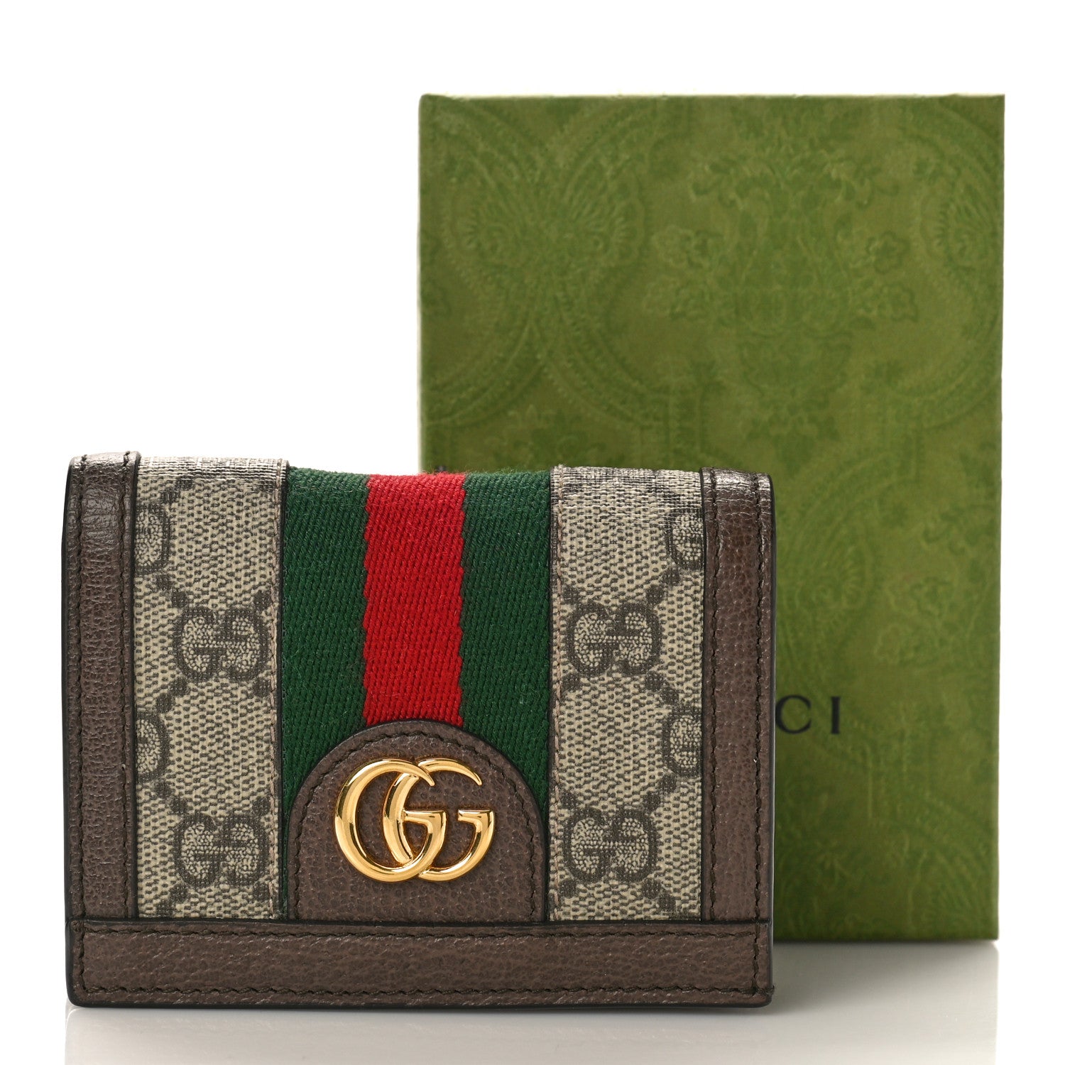 Gucci GG Supreme Monogram Web Ophidia Card Case Beige New Acero 10 of 10