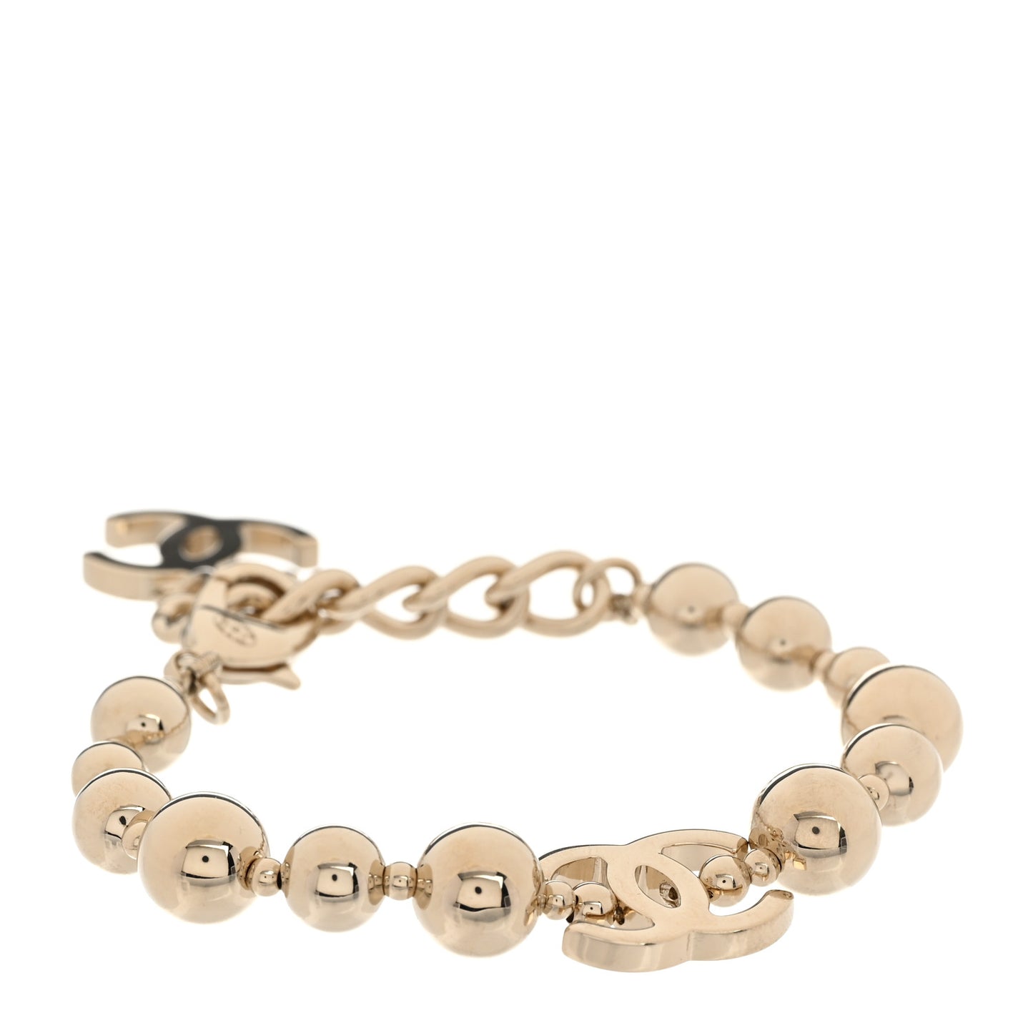 Metal Beaded CC Bracelet Gold
