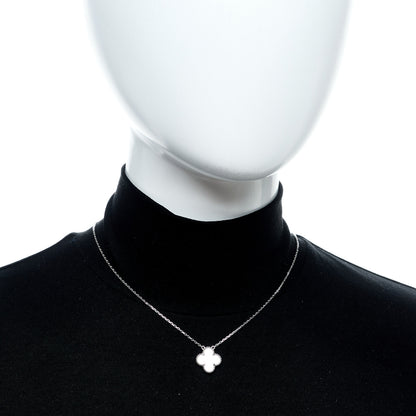 Van Cleef & Arpels 18K White Gold Mother of Pearl Vintage Alhambra Pendant Necklace 2 of 5