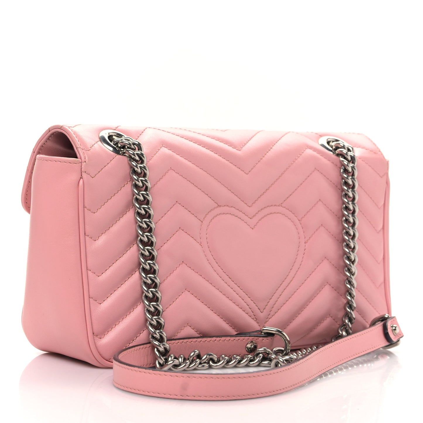 Calfskin Matelasse Small GG Marmont Shoulder Bag Wild Rose