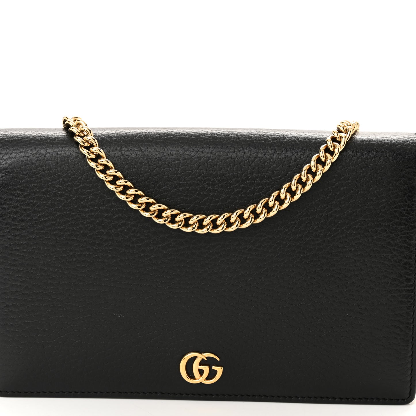 Calfskin Mini GG Marmont Chain Wallet Black