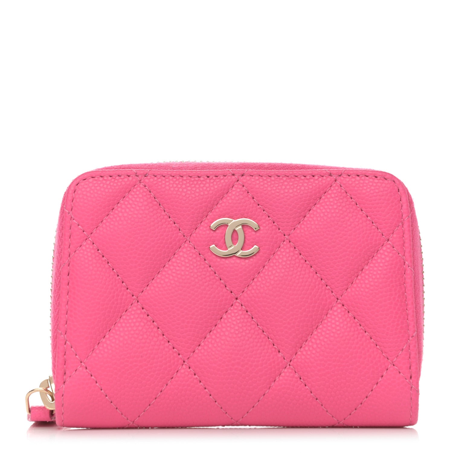 Chanel Caviar Quilted Zip Coin Purse Pink 1 of 8