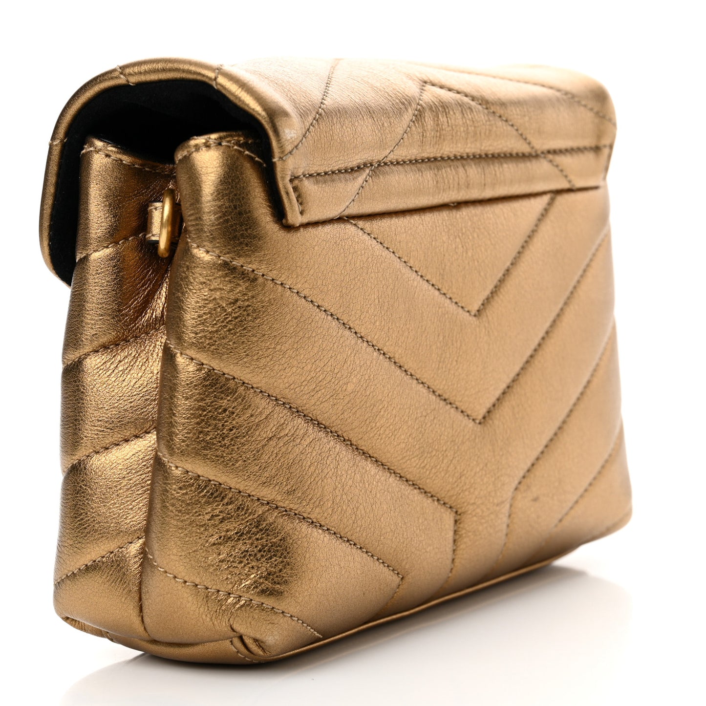 Metallic Calfskin Y Quilted Monogram Toy Loulou Crossbody Bag Gold