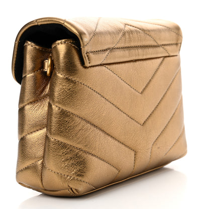 Saint Laurent Metallic Calfskin Y Quilted Monogram Toy Loulou Crossbody Bag Gold 3 of 11