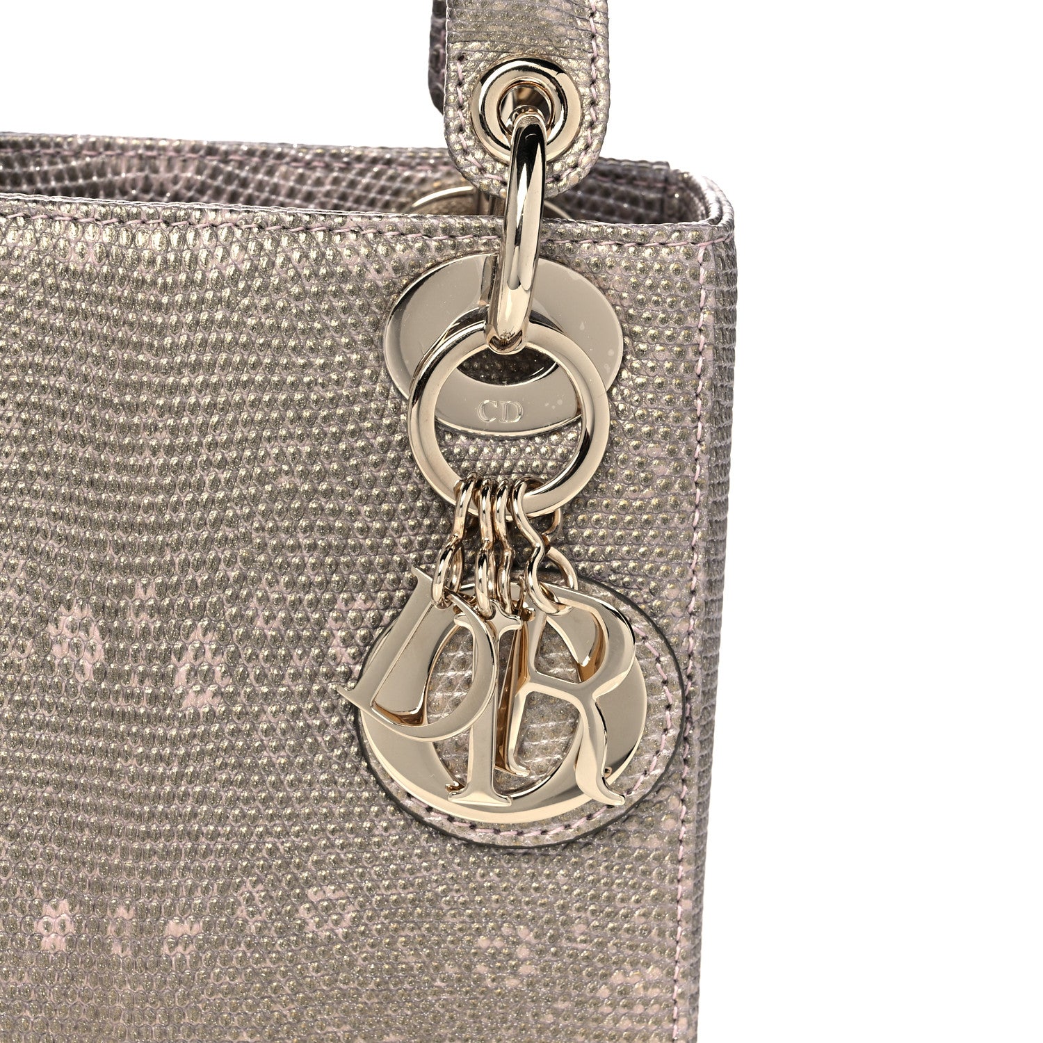 Christian Dior Metallic Lizard Mini Lady Dior Natural 8 of 12