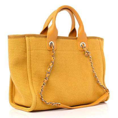 Chanel Mixed Fibers Small Deauville Tote Yellow 4 of 10