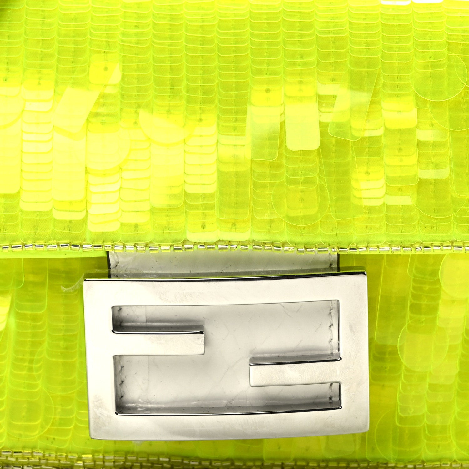 Fendi Transparent Paillettes Elaphe Mini Baguette Yellow Fluo Avorio 9 of 13