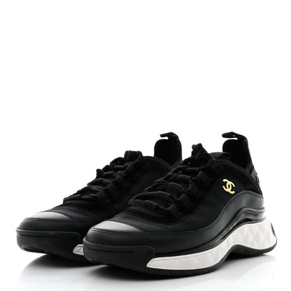Chanel Velvet Calfskin Mixed Fibers CC Sneakers 38.5 Black 3 of 9
