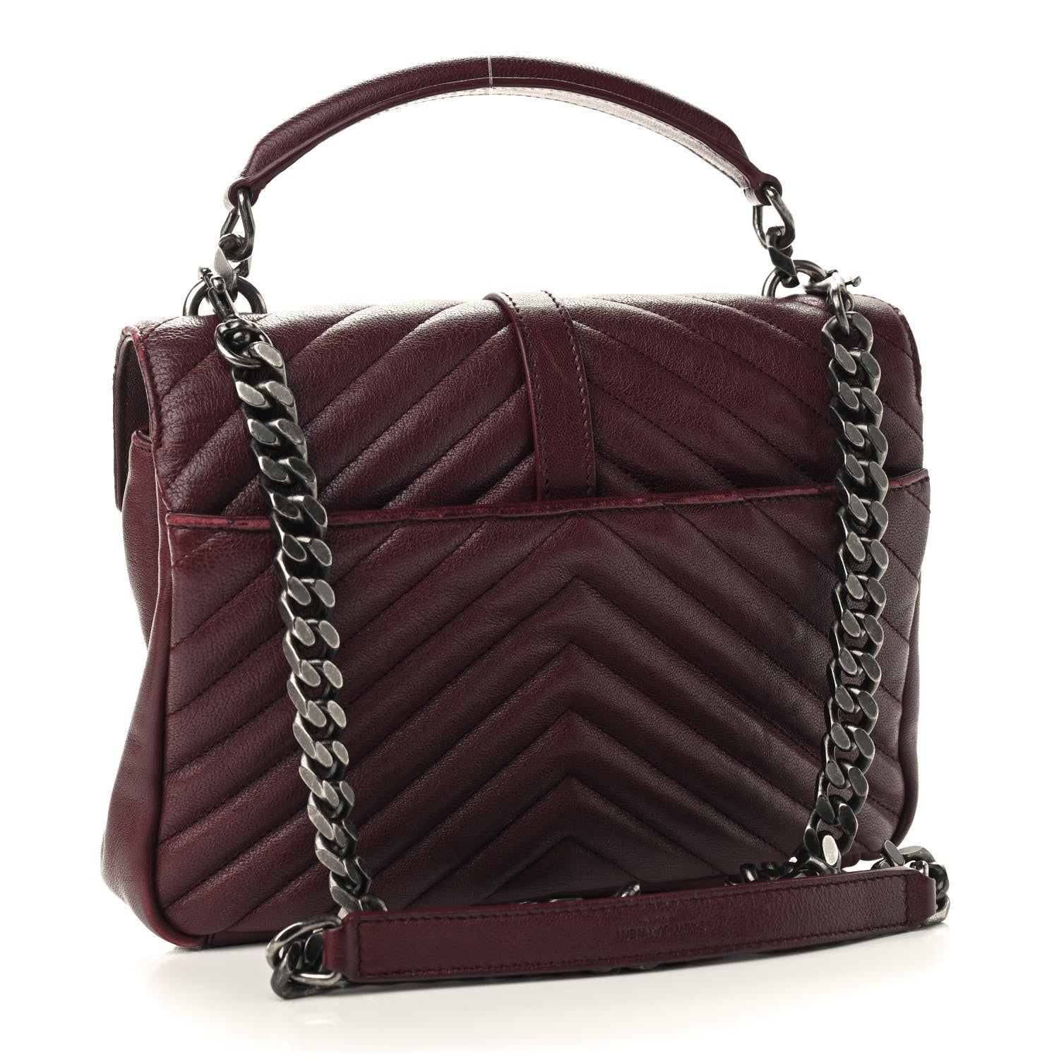 Saint Laurent Sheepskin Matelasse Chevron Monogram Medium College Bag Rouge Legion 2 of 7