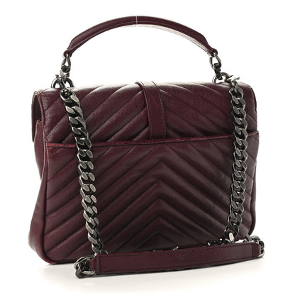 Saint Laurent Sheepskin Matelasse Chevron Monogram Medium College Bag Rouge Legion 2 of 7