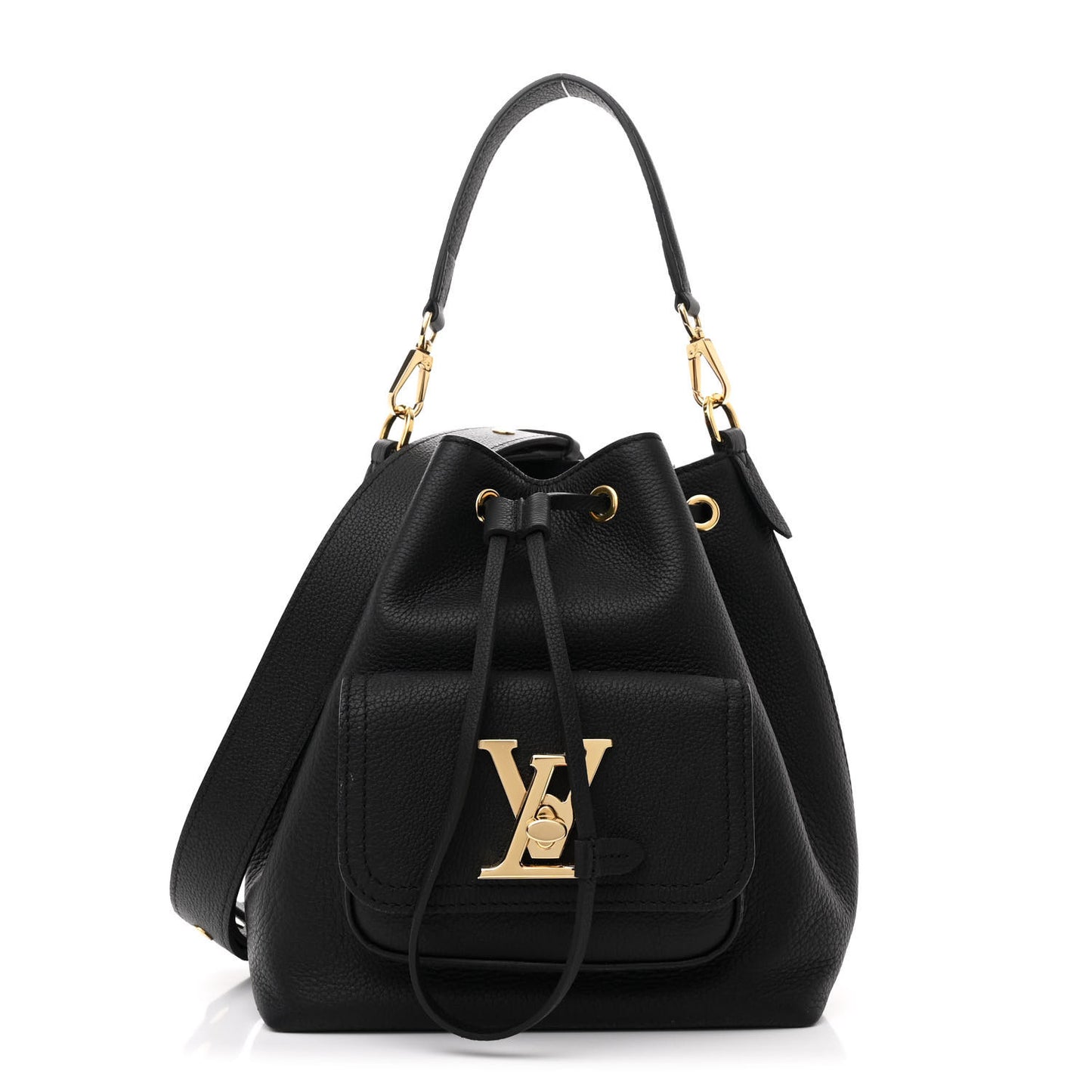 Calfskin Lockme Bucket MM Black