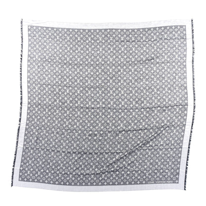 Louis Vuitton Silk Wool Monogram Denim Shawl Black 1 of 3