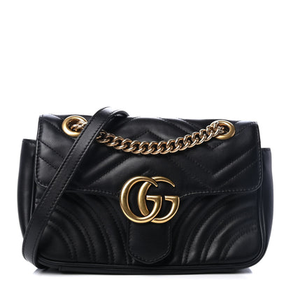 Gucci Calfskin Matelasse Mini GG Marmont Shoulder Bag Black 1 of 4