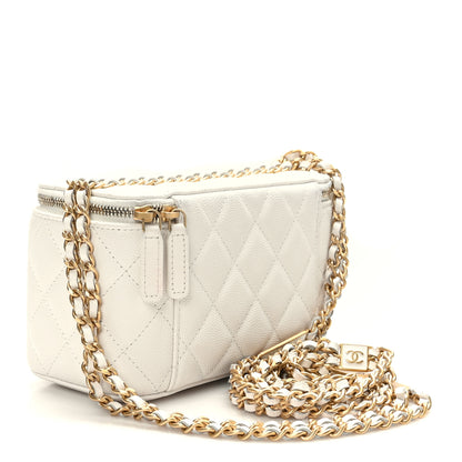 Chanel Caviar Quilted Coco Bracelet Vanity Case With Chain White 4 of 11