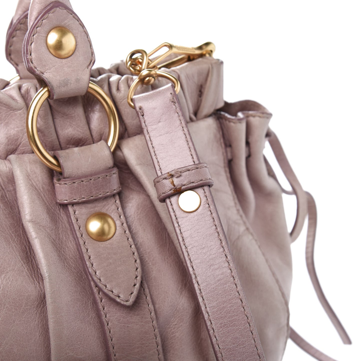 Vitello Lux Gathered Tote Mughetto